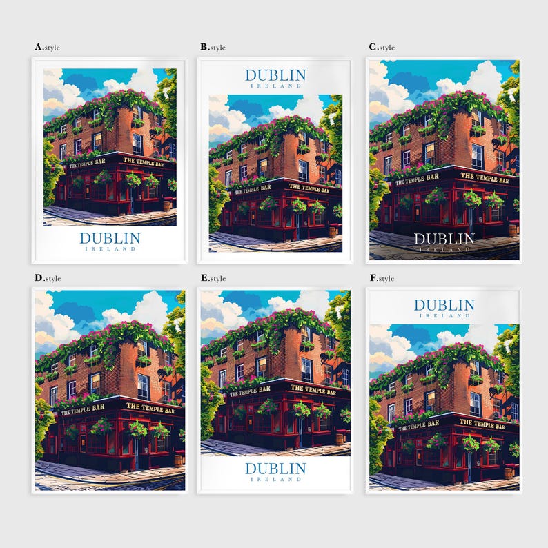 Dublin Travel Print Ireland Wall Art Dublin Poster Wedding Gift