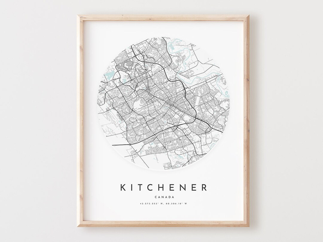 Kitchener Map Print, Kitchener Map Poster City Wall Art, Kitchener Road