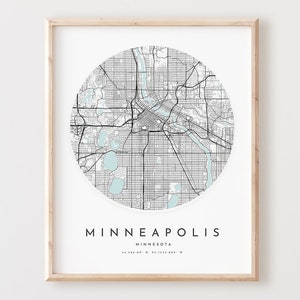 Impressão de mapa de Minneapolis, mapa de Minneapolis pôster arte de parede da cidade, mapa de estradas Mn, decoração de mapa de rua com impressão de Minnesota, presente de escritório, L101v4
