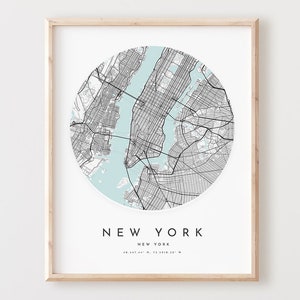 Impresión de mapa de Nueva York, póster de mapa de Nueva York, arte de pared de ciudad, mapa de carreteras de Nueva York, decoración de mapa de calles de Nueva York, regalo de oficina, L2v4