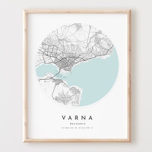 Impressão de mapa de Varna, mapa de Varna pôster arte de parede da cidade, mapa de estradas de Varna, decoração de mapa de rua com impressão de Varna, presente de escritório, L497v4