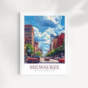 Milwaukee Travel Print Wall Art Wisconsin Wall Hanging Home Décor Milwaukee Gift Art Lovers Milwaukee Art Lover Gift Milwaukee Artwork