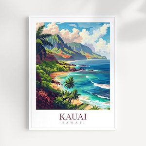 Kauai Travel Print Wall Art Hawaii Wall Hanging Kauai Home Décor Kauai Gift Art Lovers Hawaii Art Lover Gift Print Kauai Artwork