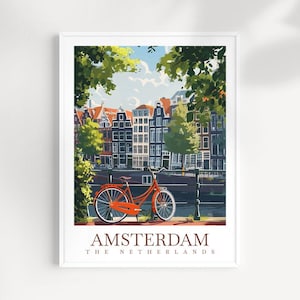 Impression voyage aux Pays-Bas, art mural, tenture murale d'Amsterdam, décoration d'intérieur, cadeau d'Amsterdam, amateurs d'art, cadeau pour amateur d'art des Pays-Bas, décoration d'Amsterdam