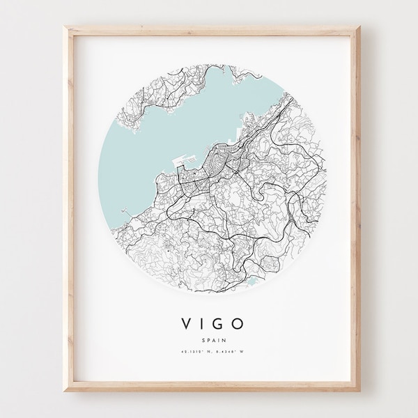 Vigo Karte Druck, Vigo Karte Poster Stadt Wandkunst, Vigo Road Map, Vigo Print Straßen karte Dekor, Büro Geschenk, L454v4