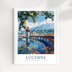 Lucerne Travel Print Wall Art Switzerland Wall Hanging Home Décor Lucerne Gift Art Lovers Switzerland Art Lover Gift Lucerne