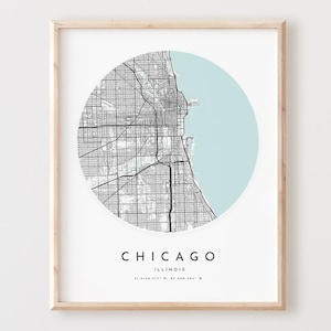 Chicago Map Print, Chicago Map Poster City Wandbild, Il Straßenkarte, Illinois Print Straßenkarte Dekor, Büro Geschenk, L24v4