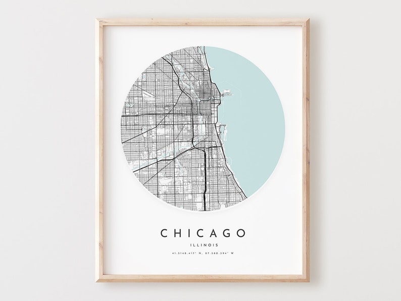 Chicago Map Poster City Wall Art Chicago Map Print Il Road Map Office Gift L24v4 Illinois Print Street Map Decor