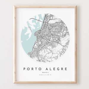 Impressão de mapa de Porto Alegre, mapa de Porto Alegre pôster arte de parede da cidade, mapa de estradas de Porto Alegre, impressão de mapa de ruas de Porto Alegre decoração, escritório L69v4