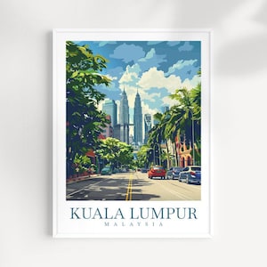 Kuala Lumpur Travel Print Malaysia Wall Decor Kuala Lumpur Poster Kuala Lumpur Travel Print Art Kuala Lumpur Illustration Malaysia gift