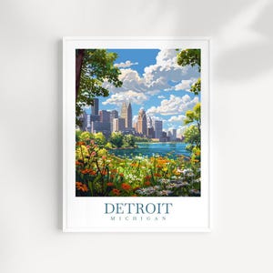 Detroit Travel Print Wand Kunst Missouri Wandbehang Wohnkultur Detroit Geschenk Kunstliebhaber Detroit Kunst Liebhabergeschenk