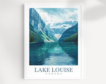 Lake Louise Canada Travel Print: Mountain Lake Wall Art