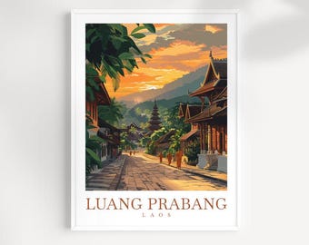 Reisposter Luang Prabang, Laos: Aisa-muurkunst