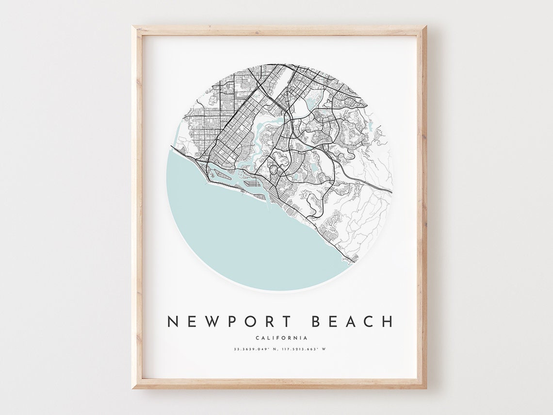 Newport Beach Map Print Newport Beach Map Poster City Wall - Etsy
