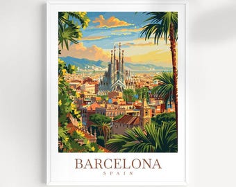 Spanje reizen afdrukken kunst aan de muur Barcelona muur hangend Home decor Barcelona cadeau kunstliefhebbers Spanje kunstliefhebber cadeau Barcelona afdrukken Spanje kunst