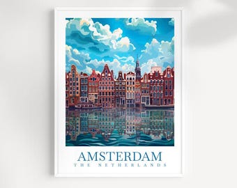 Amsterdam Stadtbild Poster: Niederlande Reise Wandkunst