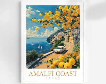 Amalfi Coast Travel Print Wall Art, Italy Poster, Wall Hanging, Home Decoration, Birthday Gift Ideas Italy Gift