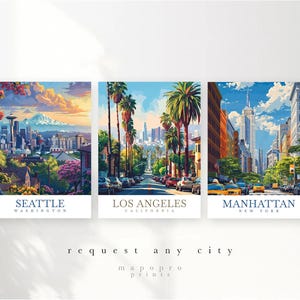 Custom Set Of 3 Travel Poster City Set Of 3 Prints, Custom Set Of 3 Travel Decor, Personalized Set Of 3 Wall Art Personalized Gift Any Place