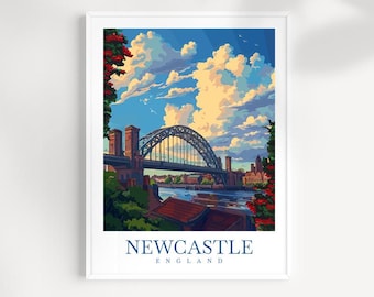 Newcastle England Travel Print: Tyne Bridge Wall Art