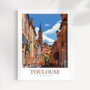 Impression d'art mural voyage Toulouse France Tenture murale Décoration d'intérieur Toulouse France cadeau Amateurs d'art impression d'art mural Art impression d'art voyage Toulouse