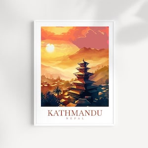 Kathmandu reizen print muur kunst Nepal muur opknoping Home decor Kathmandu cadeau kunstliefhebbers muur kunst Kathmandu Nepal reizen print cadeau