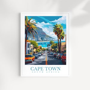 Cape Town Travel Print Wall Art Południowa Afryka Wall Hanging Home Décor Cape Town Gift Art Lovers South Africa Art Print Cape Town Art
