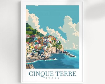 Cinque Terre Italy Travel Print: Coastal Village Wall Art