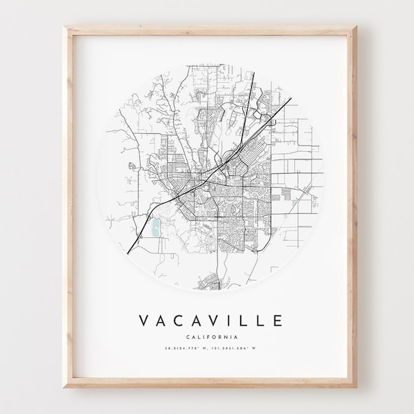 Vacaville City Map Etsy