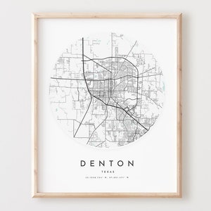Denton Map Print, Denton Map Poster City Wall Art, Tx Road Map, Texas ...