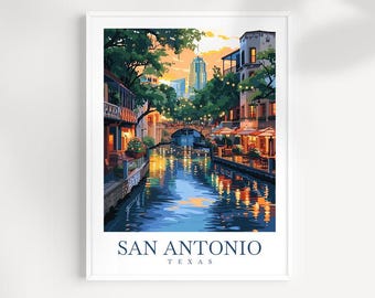 San Antonio Texas Travel Print: Riverwalk Wall Art