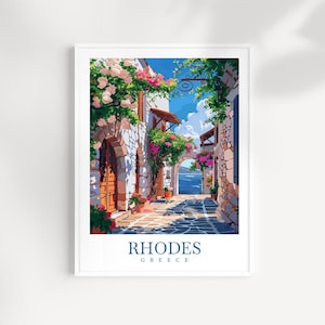 Rhodes Greece Travel Print: Mediterranean Wall Art