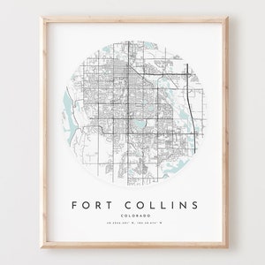 Fort Collins Karte, Fort Collins Karte, Stadtbild, Wanddeko, Co Straßenkarte, Colorado Druck Straßenkarte Dekor, Büro Geschenk, L505v4