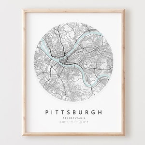 Impressão de mapa de Pittsburgh, pôster de mapa de Pittsburgh, arte de parede da cidade, mapa de estradas de Pa, decoração de mapa de ruas com impressão da Pensilvânia, presente de escritório, L172v4
