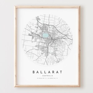 Impressão de mapa de Ballarat, mapa de Ballarat pôster arte de parede da cidade, mapa de estrada de Ballarat, decoração de mapa de rua com impressão de Ballarat, presente de escritório, L967v4