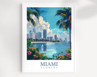Miami Florida Reiseposter: Küstenwandkunst-Druck