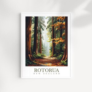 Rotorua Redwoods ForestTravel Print Wall Art Rotorua Wall Hanging Home Décor Rotorua Gift Art Lovers New Zealand Rotorua Poster