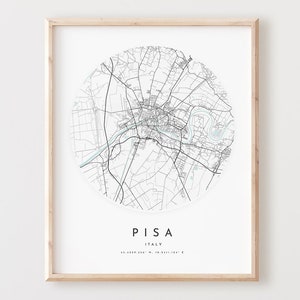 Impressão de mapa de Pisa, mapa de Pisa pôster arte de parede da cidade, mapa de estradas de Pisa, decoração de mapa de rua de impressão de Pisa, presente de escritório, L610v4