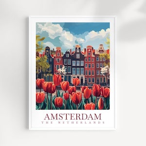 Amsterdam Reise-Druck Die Niederlande Poster Wandkunst Amsterdam Wandbehang Home Décor Amsterdam Geschenk Kunstliebhaber Die Niederlande Dekor