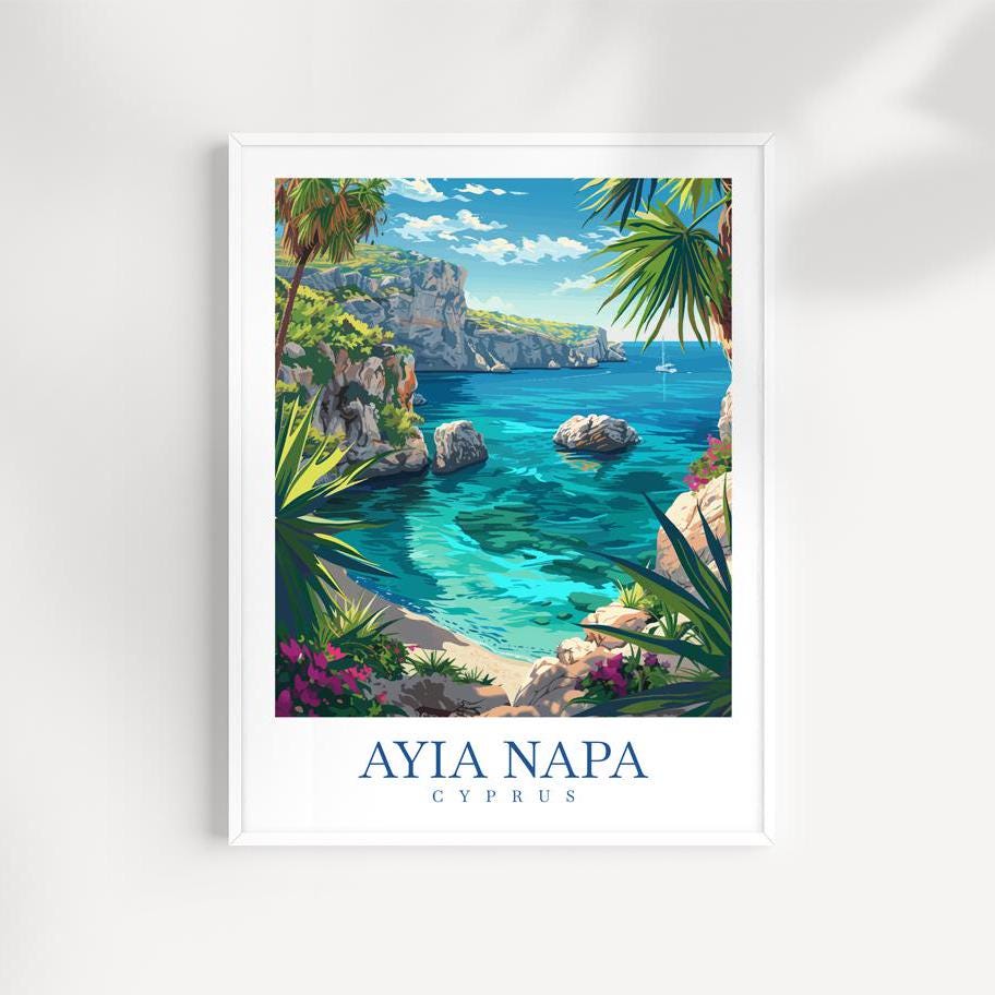 Ayia Napa Travel Print Cyprus Wall Art Ayia Napa Poster Paphos Wall Hanging Home Decoration Birthday Gift Ideas Europe travel Gift
