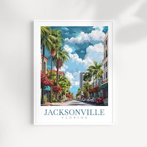 Jacksonville Travel Print Jacksonville Poster Wall Art Florida Wall Hanging Home Décor Jacksonville Gift Art Lovers Jacksonville Art Gift