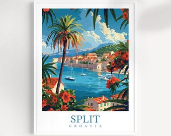 Split Kroatien Reiseposter: Küstenwandkunst
