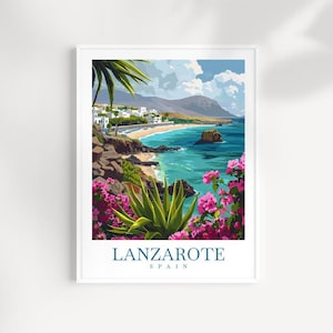 Impresión de viaje de Lanzarote Arte de pared Colgante de pared de España Decoración del hogar Regalo de Lanzarote Amantes del arte Regalo para amantes del arte de Lanzarote Impresión de Lanzarote Lanzarote