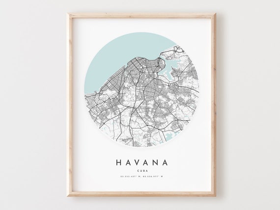 Havana Print Street Map Decor Havana Map Poster Wall Art D140v4 Havana Map Print Havana  City Map Road Map Gift