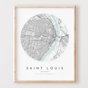 Saint Louis Karte, Saint Louis Karte, Poster Stadt Wandkunst, Mo Straßenkarte, Missouri Print Straßenkarte Dekor, Büro Geschenk, L145v4
