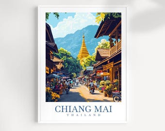 Chiang Mai Thailand Kunstdruck: Thailändischer Tempel, asiatisches Dekor