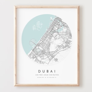 Impressão de mapa de Dubai, mapa de Dubai pôster arte de parede da cidade, mapa de estradas de Dubai, decoração de mapa de rua de impressão de Dubai, presente de escritório, L212v4