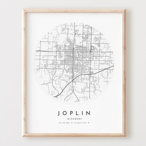 Impressão de mapa de Joplin, mapa de Joplin pôster arte de parede de cidade, mapa de estrada Mo, decoração de mapa de rua com impressão de Missouri, presente de escritório, L963v4