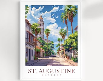 St. Augustine Florida Travel Print: Vintage Wall Art