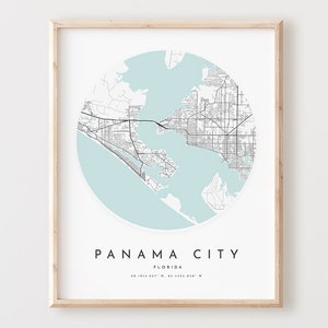 Impressão de mapa da cidade do Panamá, mapa da cidade do Panamá pôster arte de parede da cidade, mapa de estradas da Flórida, decoração de mapa de rua com impressão da Flórida, presente de escritório, L710v4
