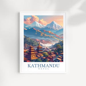 Kathmandu reizen print muur kunst Nepal muur opknoping Home decor Kathmandu cadeau kunstliefhebbers muur kunst Kathmandu Nepal reizen print cadeau